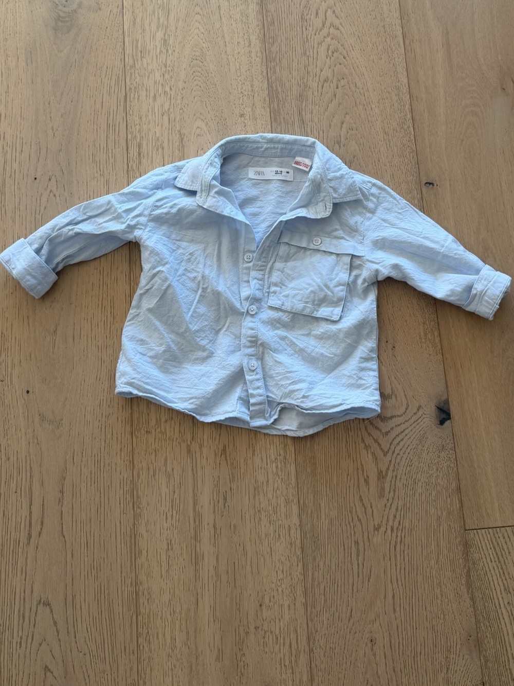 Zara Light Blue Long-Sleeve Button-Up Shirt for Kids